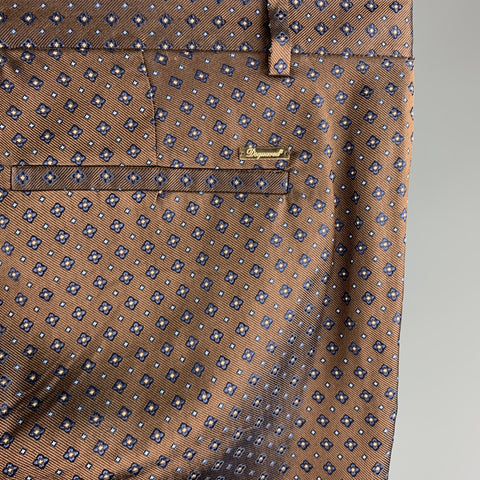 DSQUARED2 Pantalon habillé court en soie jacquard marron taille 8