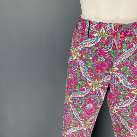 RALPH LAUREN Blue Label Talla 8 Pantalones casuales de algodón multicolor rosa