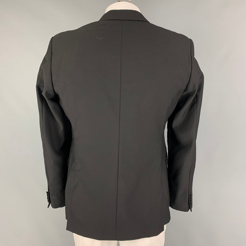 CALVIN KLEIN COLLECTION Size 41 Black Wool Tuxedo Sport Coat