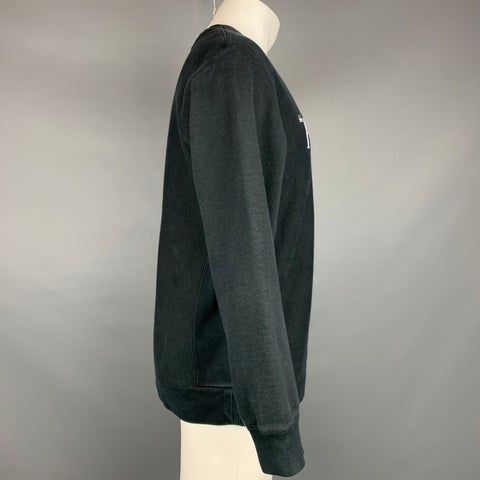 PLEASURES Taille L Sweat-shirt à col rond en coton brodé noir