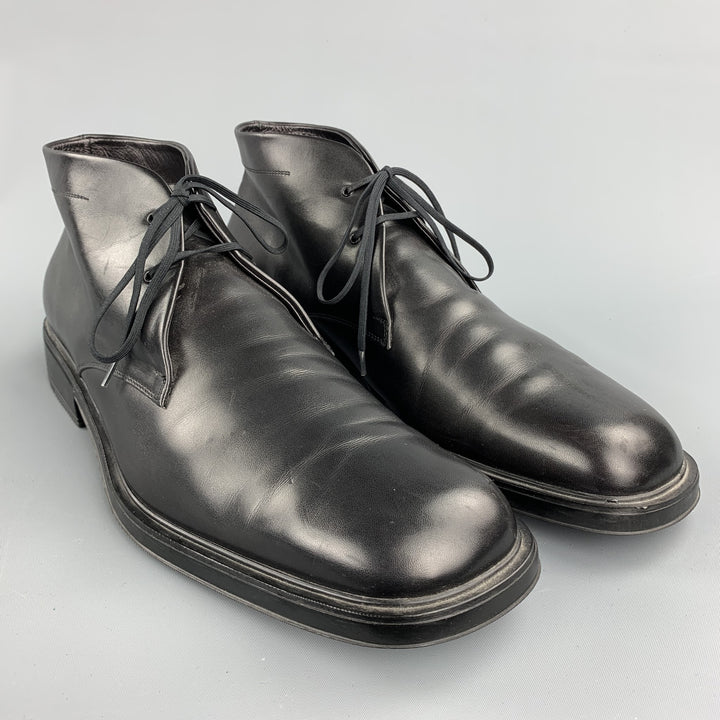SALVATORE FERRAGAMO Size 11.5 Black Leather Chukka Boots
