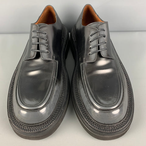 MARSELL Talla 12 Zapatos con cordones y plataforma de cuero antiguo negro