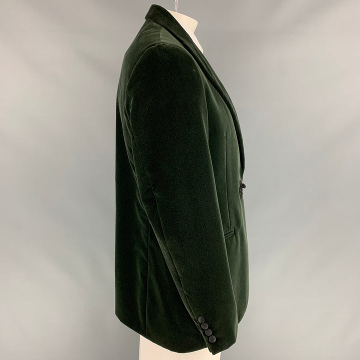 POLO by RALPH LAUREN Size 44 Regular Green Velvet Cotton Peak Lapel Sport Coat