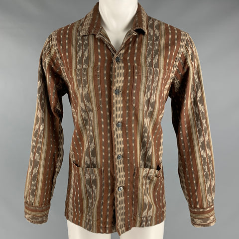 TODD SNYDER Size M Brown Grey Jacquard Cotton Long Sleeve Shirt