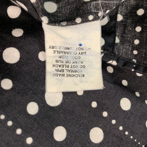 ETRO Size L Black White Polka Dot Cotton Button Up Long Sleeve Shirt