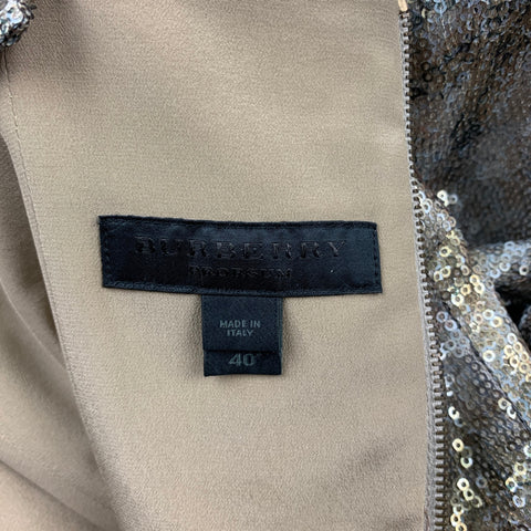 BURBERRY PRORSUM Vestido tubo de poliéster con lentejuelas doradas talla 4