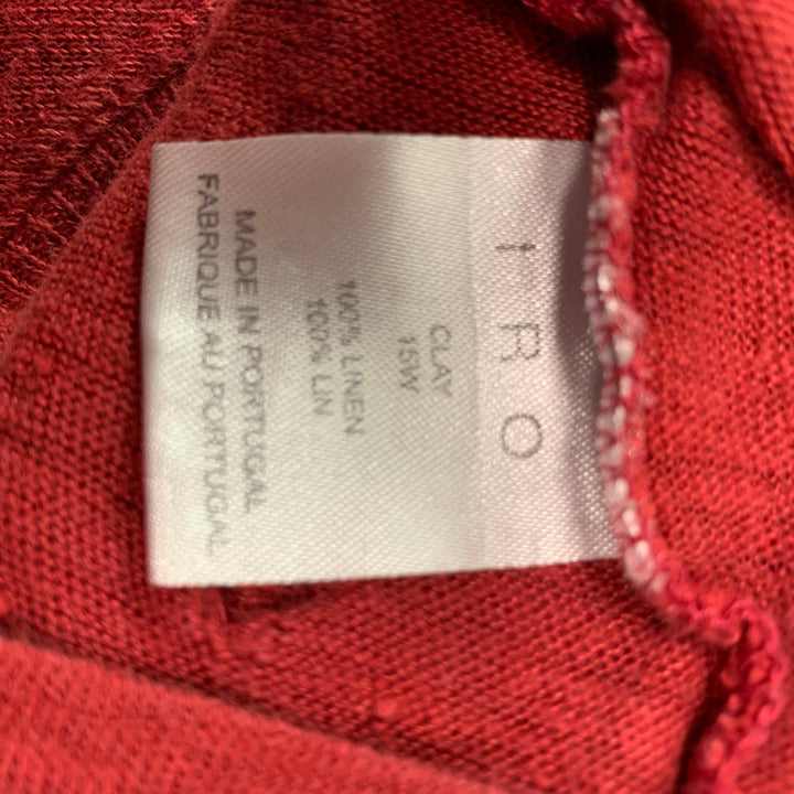 IRO Taille S T-shirt à col rond en lin vieilli bordeaux