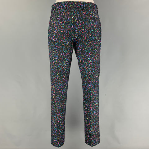 CALVIN KLEIN COLLECTION Size 34 Multi-Color Print Cotton Notch Lapel Suit