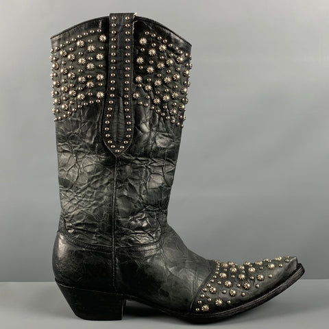 OLD GRINGO Size 10 Black Studded Leather Pull On Boots