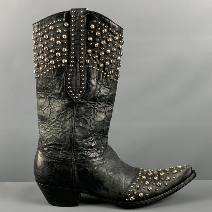 OLD GRINGO Botas sin cordones de cuero con tachuelas negras talla 10