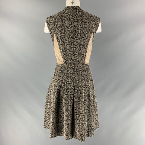 YIGAL AZROUEL Size 6 Taupe &  Black Wool Blend Marbled Sleeveless Dress