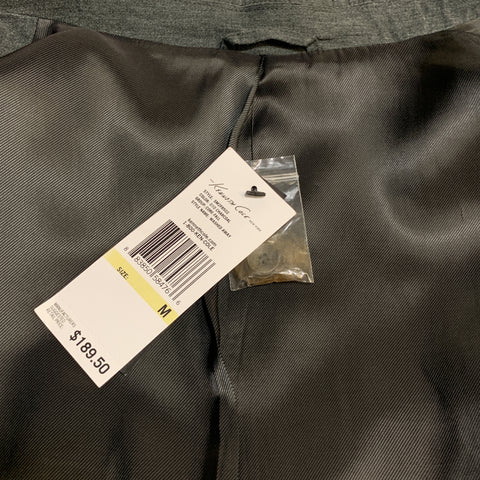 KENNETH COLE M Dark Gray Cotton / Linen Notch Lapel  Sport Coat