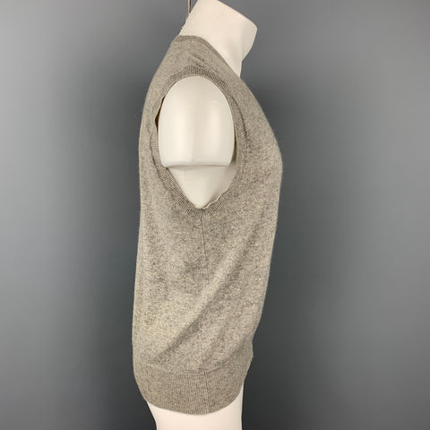 POLO de RALPH LAUREN para BERGDORF GOODMAN Talla L Chaleco de cachemira gris con cuello en V