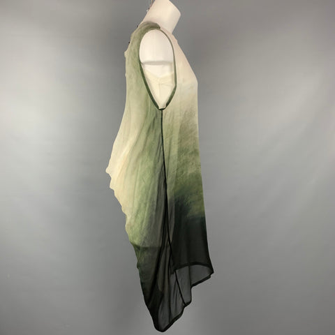 ANN DEMEULEMEESTER Size 6 Green & White Ombre Modal / Cashmere Dress