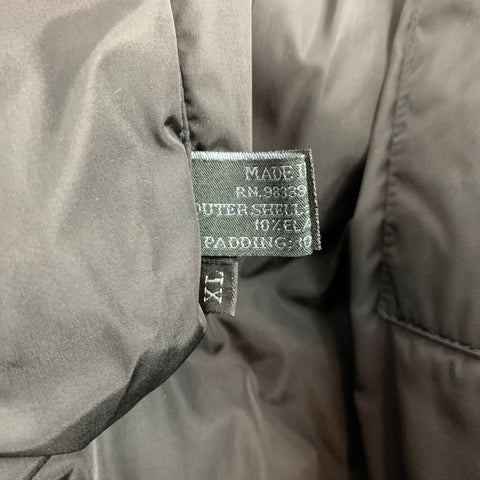 PRADA Abrigo Largo Abotonado Acolchado De Poliéster Pizarra Talla XL