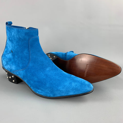 CoSTUME NATIONAL Size 10 Royal Blue Studded Side Zipper Boots