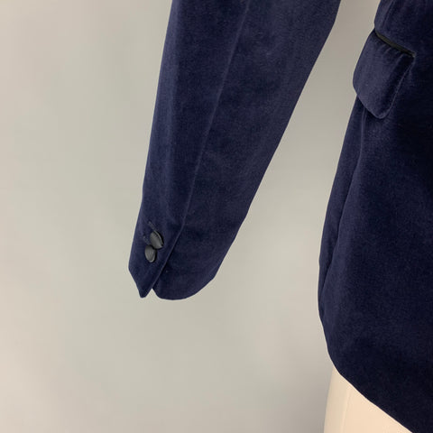 TED BAKER Size 40 Navy Cotton Velvet Notch Lapel Sport Coat
