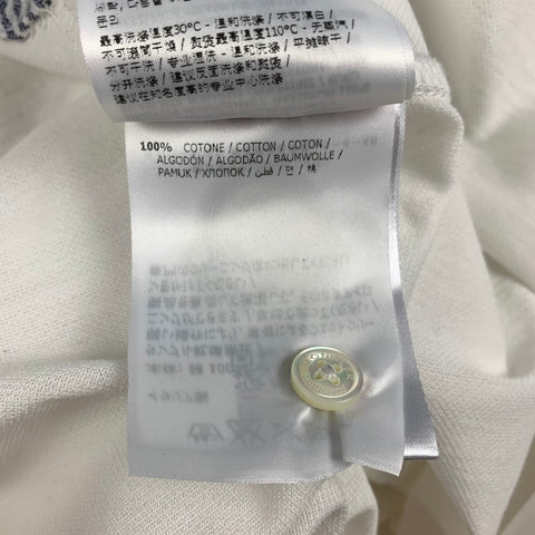 MONCLER Size L White Black Contrast Trim Cotton Polo