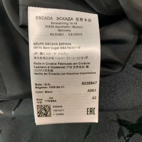 ESCADA Taille 12 Blazer abstrait en mélange de polyester noir argent