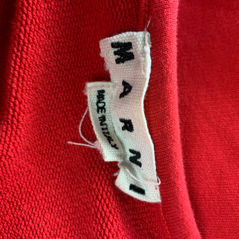 MARNI Size S Red & Mustard Color Block Cotton Crew-Neck Sweatshirt