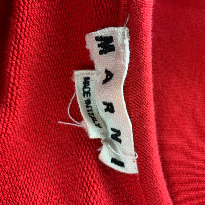 MARNI Taille S Sweat-shirt à col rond en coton color block rouge et moutarde