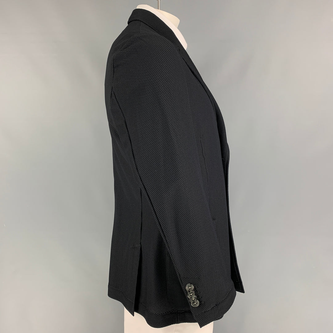 GIORGIO ARMANI Size 46 Black Waffle Knit Polyamide Sport Coat