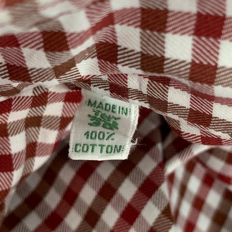 BORRELLI para WILKES BASHFORD Talla M Camisa de manga larga de algodón a cuadros color burdeos blanco