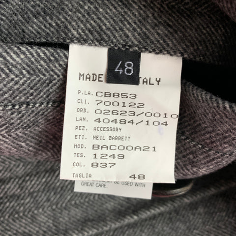 NEIL BARRETT Size S Grey & Charcoal Herringbone Wool Blend Scarf