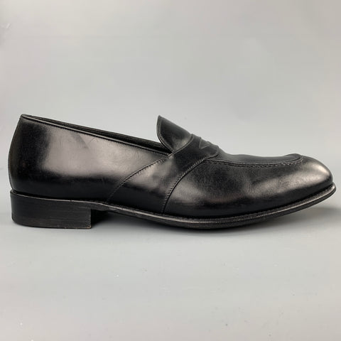 TOM FORD Size 10.5 Black Leather Slip On Loafers