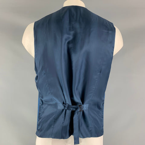 DOLCE & GABBANA Size 46 Solid Wool &  Mohair Buttoned Blue Vest