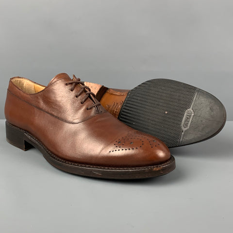 JACK ERWIN Talla 9 Zapatos con cordones de cuero perforado marrón