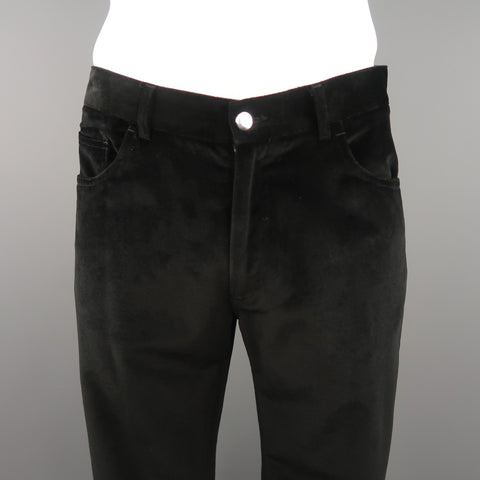 RALPH LAUREN Purple Label Size 34 Black Velvet Casual Pants
