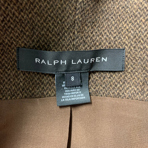 RALPH LAUREN 'BLACK LABEL by'  Size 8 Brown &  Beige Cashmere &  Wool  Blazer