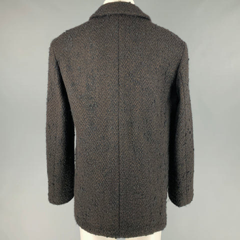 PRADA Size 40 Black Brown Tweed Wool Blend Patch Pockets Jacket