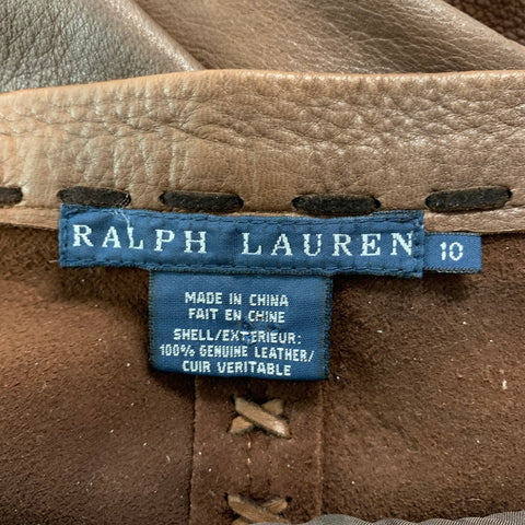 RALPH LAUREN Size 10 Brown Lace Up Long Skirt