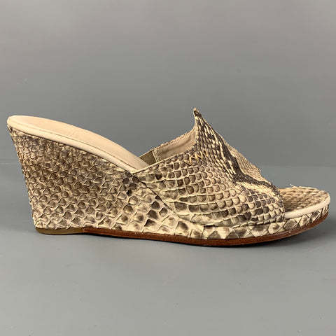 WMV. Size 8 Taupe Beige Phyton Skin Wedge Sandals