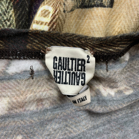 GAULTIER 2 by JEAN PAUL GAULTIER Size S Brown & Beige Print Rayon Crew-Neck Pullover