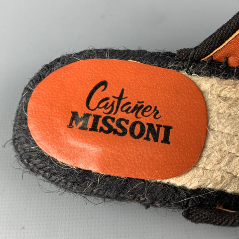 CASTANER x MISSONI Size 7.5 Black & White Canvas Zig Zag Suede Flats