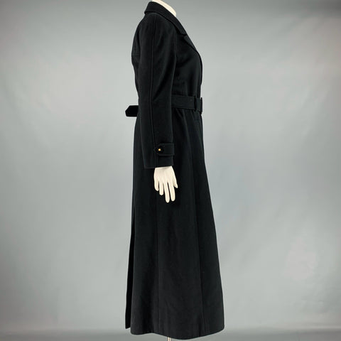 CHANEL Size 10 Black Cashmere Single Breasted Coat