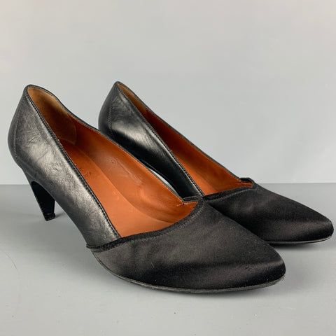 LANVIN Talla 9 Zapatos de tacón lisos de satén negro