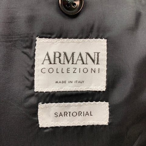 ARMANI COLLEZIONI Size 40 Black Wool / Silk Shawl Collar Tuxedo Suit
