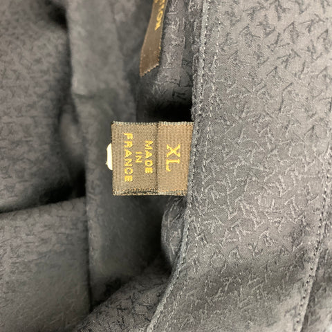 LOUIS VUITTON Size XL Black Jacquard Cotton Button Up Long Sleeve Shirt