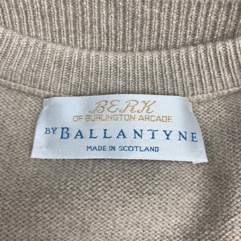 BALLANTYNE Size XL Oatmeal Cashmere V-Neck Sweater Vest