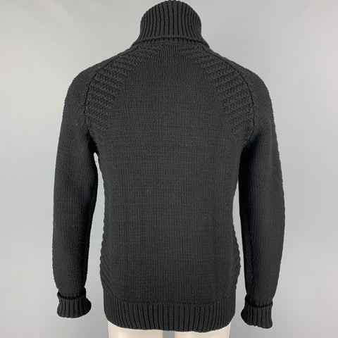 YVES SAINT LAURENT Black Knitted Size S Lana Wool Toggle Closure Cardigan