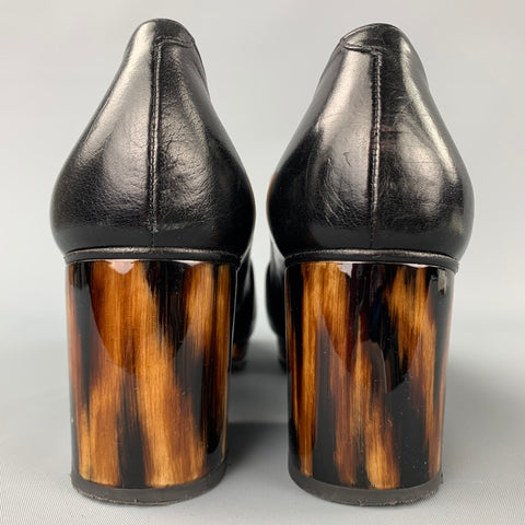 DRIES VAN NOTEN Taille 9.5 Escarpins mocassins en cuir écaille de tortue noir et marron