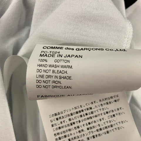 COMME des GARCONS HOMME PLUS Size L White & Black Graphic Cotton T-shirt