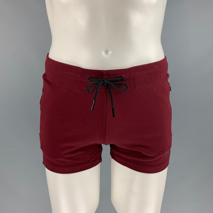 HELSINKI ATHLETICA Size S Burgundy Nylon Blend Drawstring Shorts