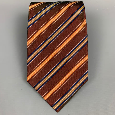 MASSIMO BIZZOCCHI Rust & Navy Stripe Silk Tie