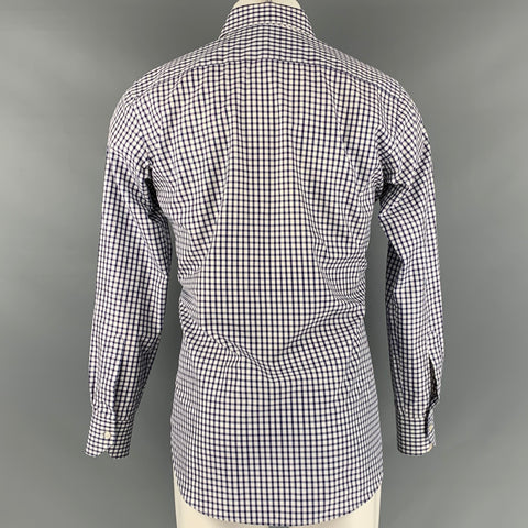 ETRO Size M White Blue Checkered Long Sleeve Shirt