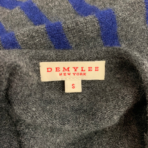 DEMYLEE Taille S Robe en cachemire à rayures tricotées gris et bleu marine